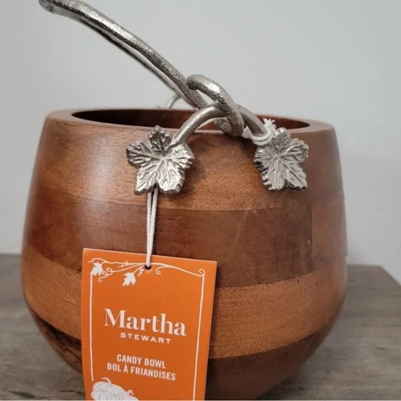 Martha Stewart Small Wooden Jack O Lantern Candy Bowl - Picture 2 of 2